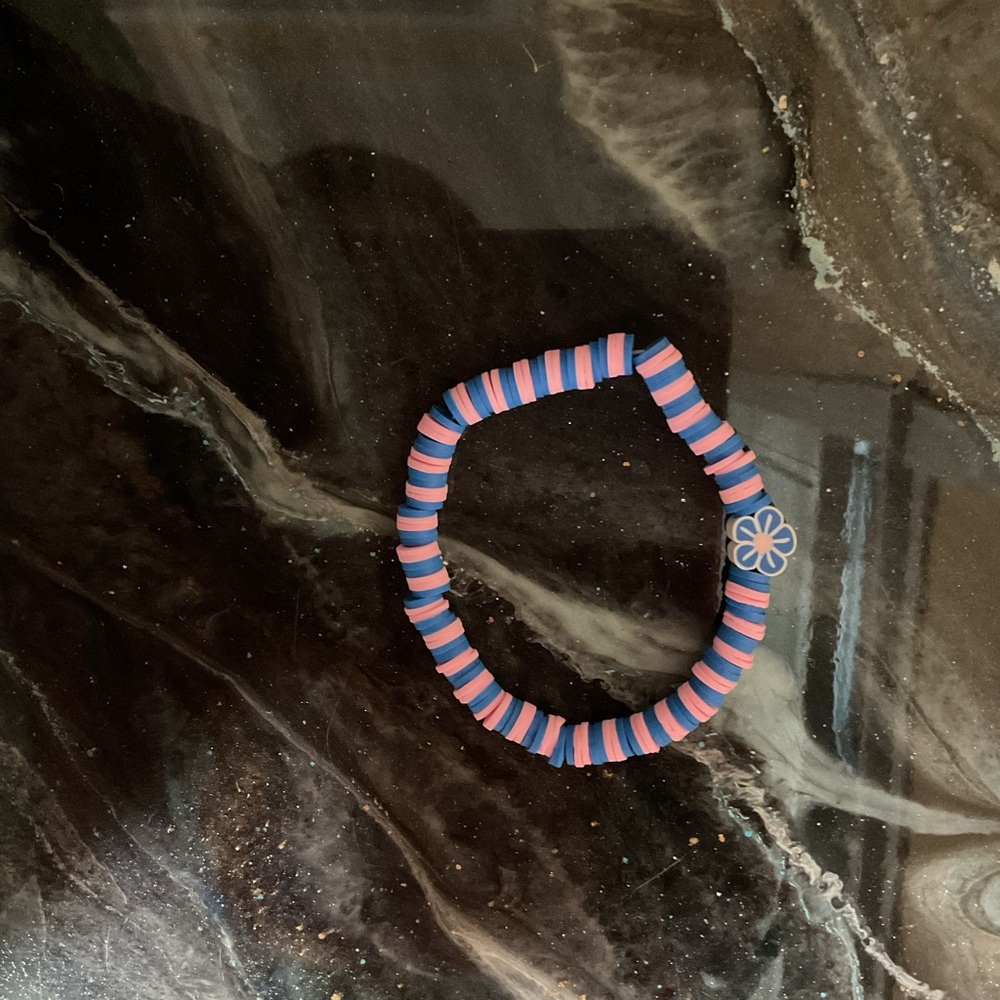 Pink and Blue Beaded Bracelet